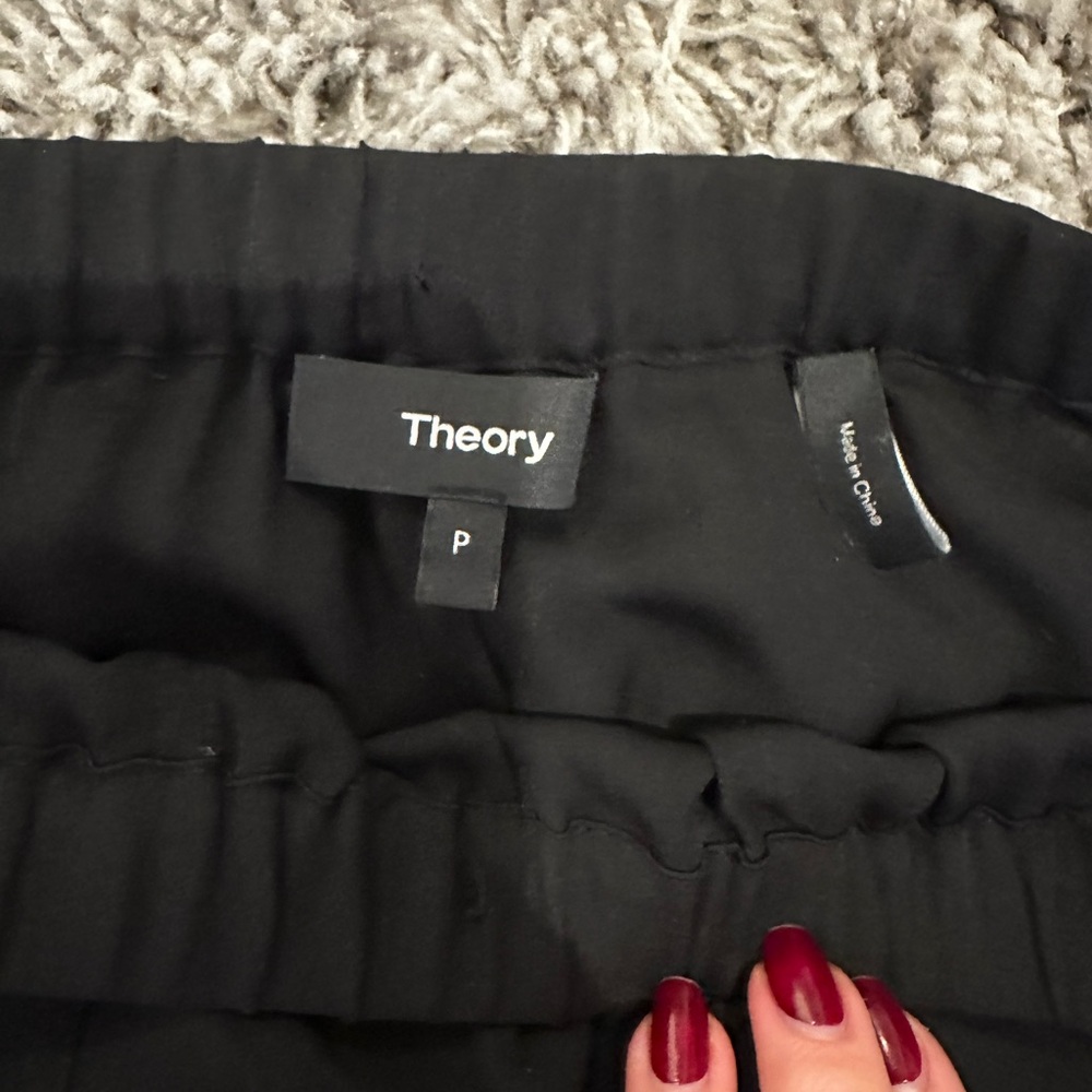Theory Black Silk Jogger Drawstring Elastic Ankle - image 4